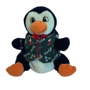 Vtg 1998 Coca-Cola Brand Plush Penguin Stuffed Animal Toy 6.5” Christmas Vest